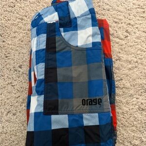 Orage Checkered SnowPants with Blue/Red Accents Youth size Medium. Worn once